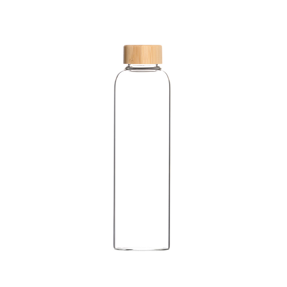 Produktbild: Glas-Trinkflasche 710ml mit Bambus-Deckel.