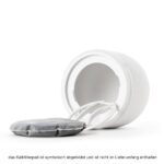 Geöffneter Keramikfilter von Lotus Vita, der die Unterseite mit der Einlegeoption für ein zusätzliches Kalkfilterpad zeigt.